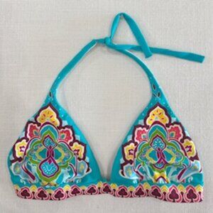 Victoria's Secret Colorful Print Triangle Bikini Top, Size L
